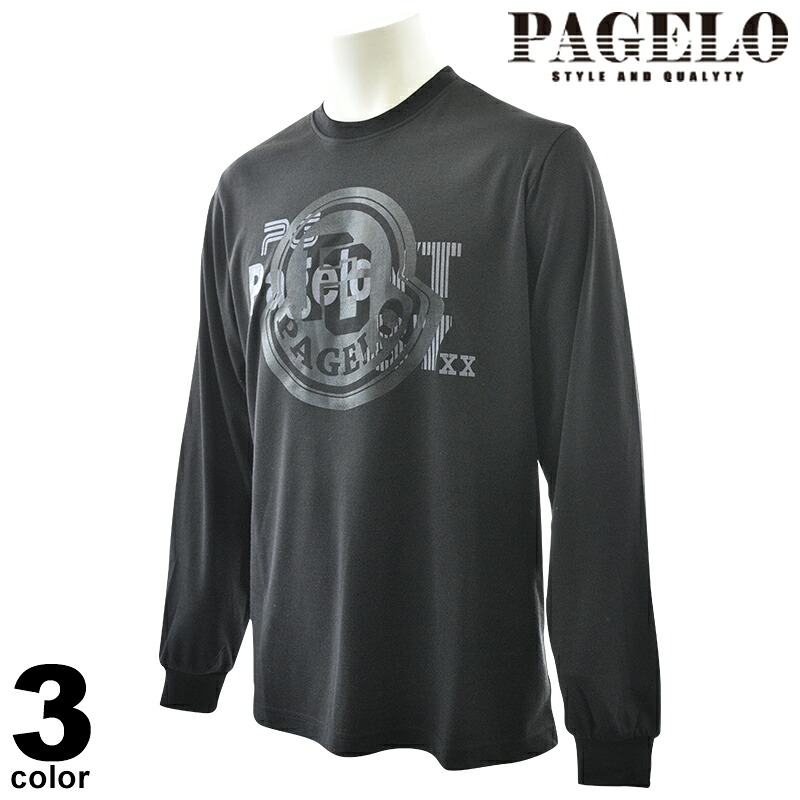 PAGELO パジェロ 長袖 カットソー メンズ 2025秋冬 クルーネック 丸首 3color プリント 袖口リブ ロンティー 56-1580-07|メンズファッション リアルツリー