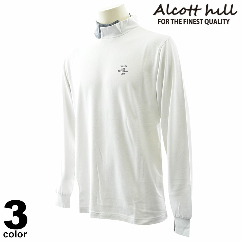 セール 30%OFF ALCOTT HILL アルコットヒル 長袖 モックネック メンズ 2025秋冬 プチタートルネック 3color 日本製 バイカラー プリント 56-1599-10