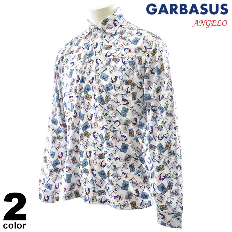 セール 50%OFF ANGELO GARBASUS アンジェロ ガルバス 長袖 ポロシャツ メンズ 2025秋冬 総柄 ゴルフ 胸ポケット付き ポリエステル100% 56-1899-03