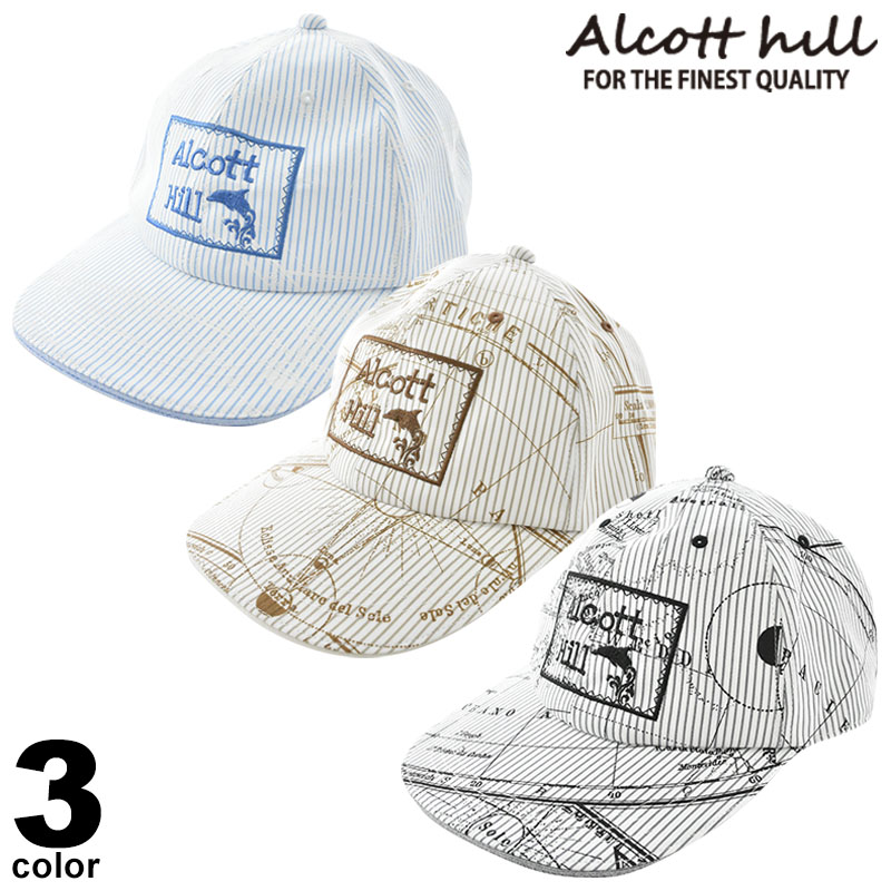 ALCOTT HILL アルコットヒル ストライプロゴキャップ ファッション雑貨 2025春夏 肌触り◎ 通気性◎ オールシーズン快適着用可能 吸湿性 日本製 51-0101-10