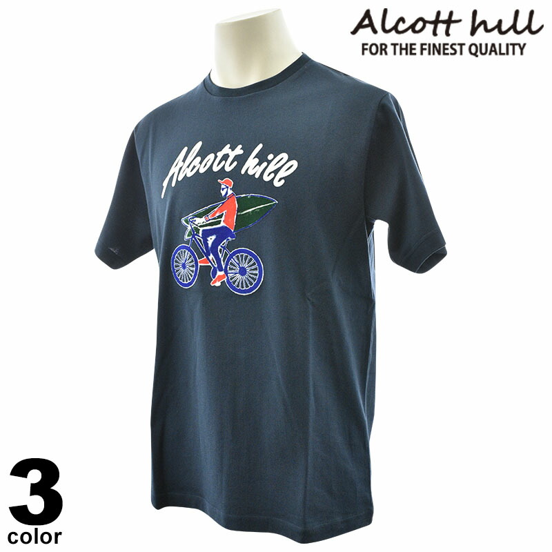 セール 50%OFF ALCOTT HILL アルコットヒル 半袖 Tシャツ メンズ 2025春夏 綿100% コットン100% クルーネック カットソー ロゴ シンプル 51-2506-10