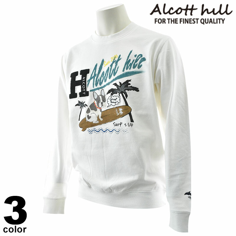 大売り出し 50%OFF ALCOTT HILL アルコットヒル 調教師 メンズ 2025春夏 丸首 日本製 長袖 心地よい ブルドック 51-6502-10