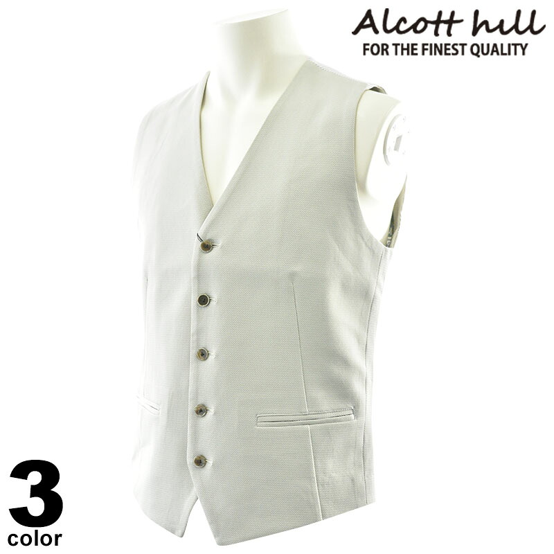 セール 50%OFF ALCOTT HILL アルコットヒル ベスト メンズ 2025春夏 ストライプ柄 フォーマル パーティー カジュアル 日本製 刺繍 51-3505-10|メンズファッション リアルツリー
