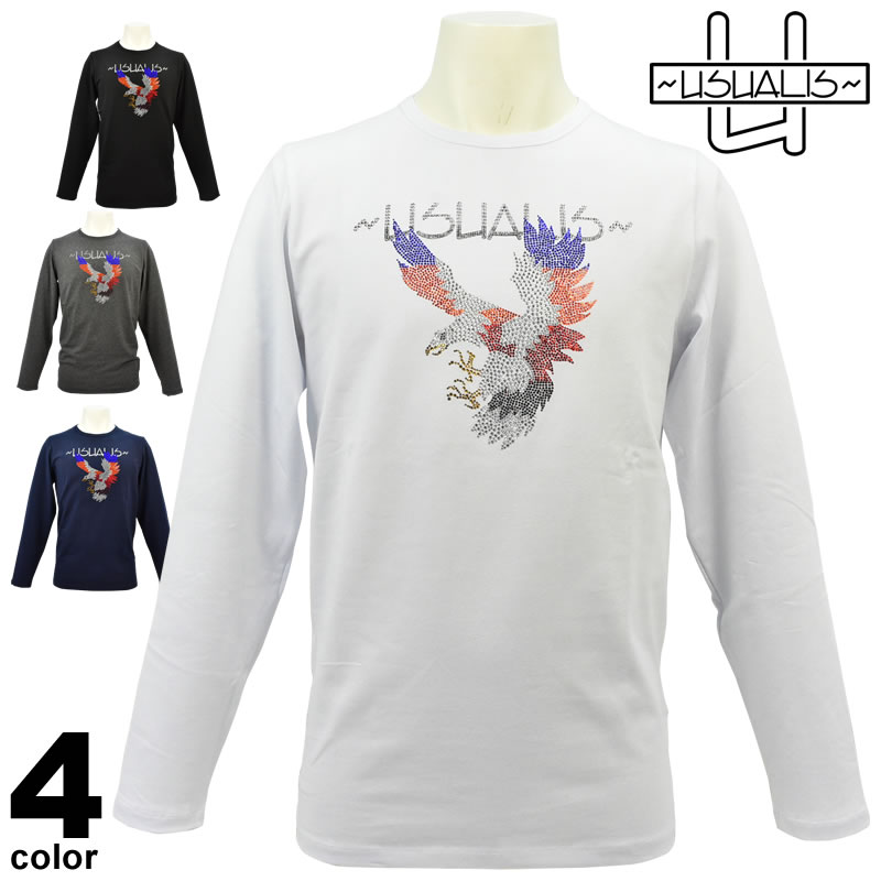 大売り出し 60%OFF USUALIS ウザリス 長袖Ｔシャツ 秋冬 伝達ルート石ころ 伸ばすこと 隼 ロゴタイプ 85-1528-60