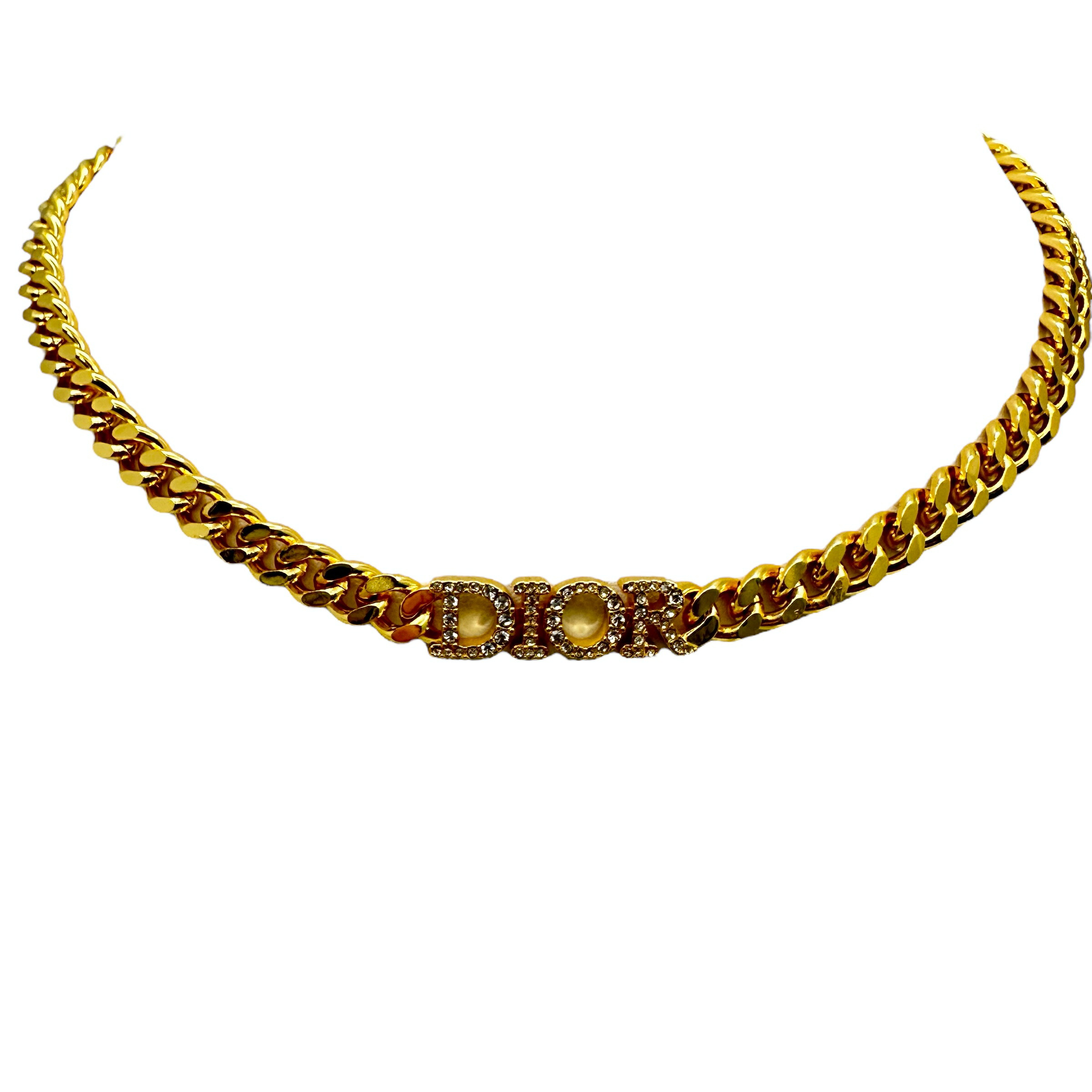 美品✨Christian Dior カラーストーン ネックレス スネークチェーン Christian Dior クリスチャンディオール ネックレス Diorロゴ スネーク