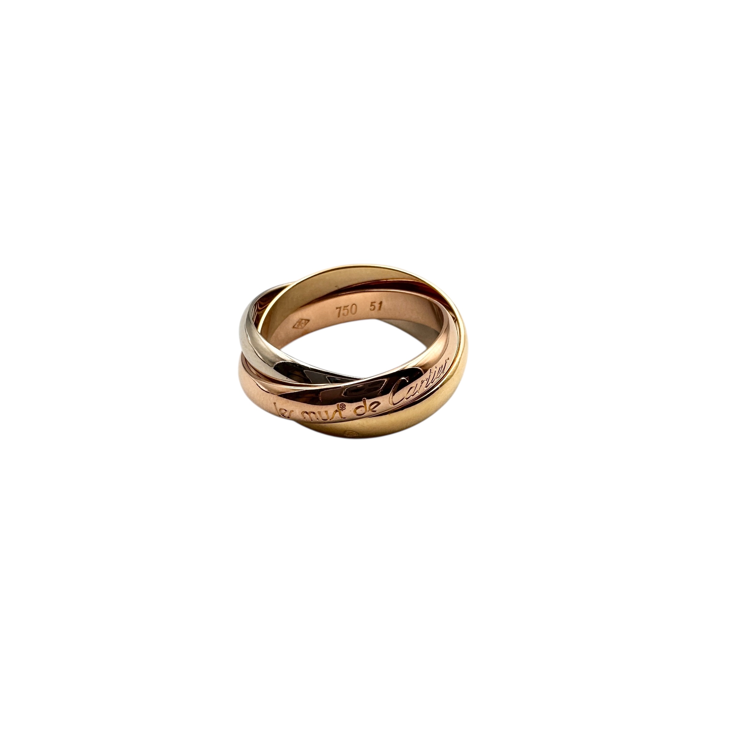 カルティエ トリニティ Au750 リング 10号 Cartier カルティエ 750 K18 YG WG PG 5連 トリニティ リング