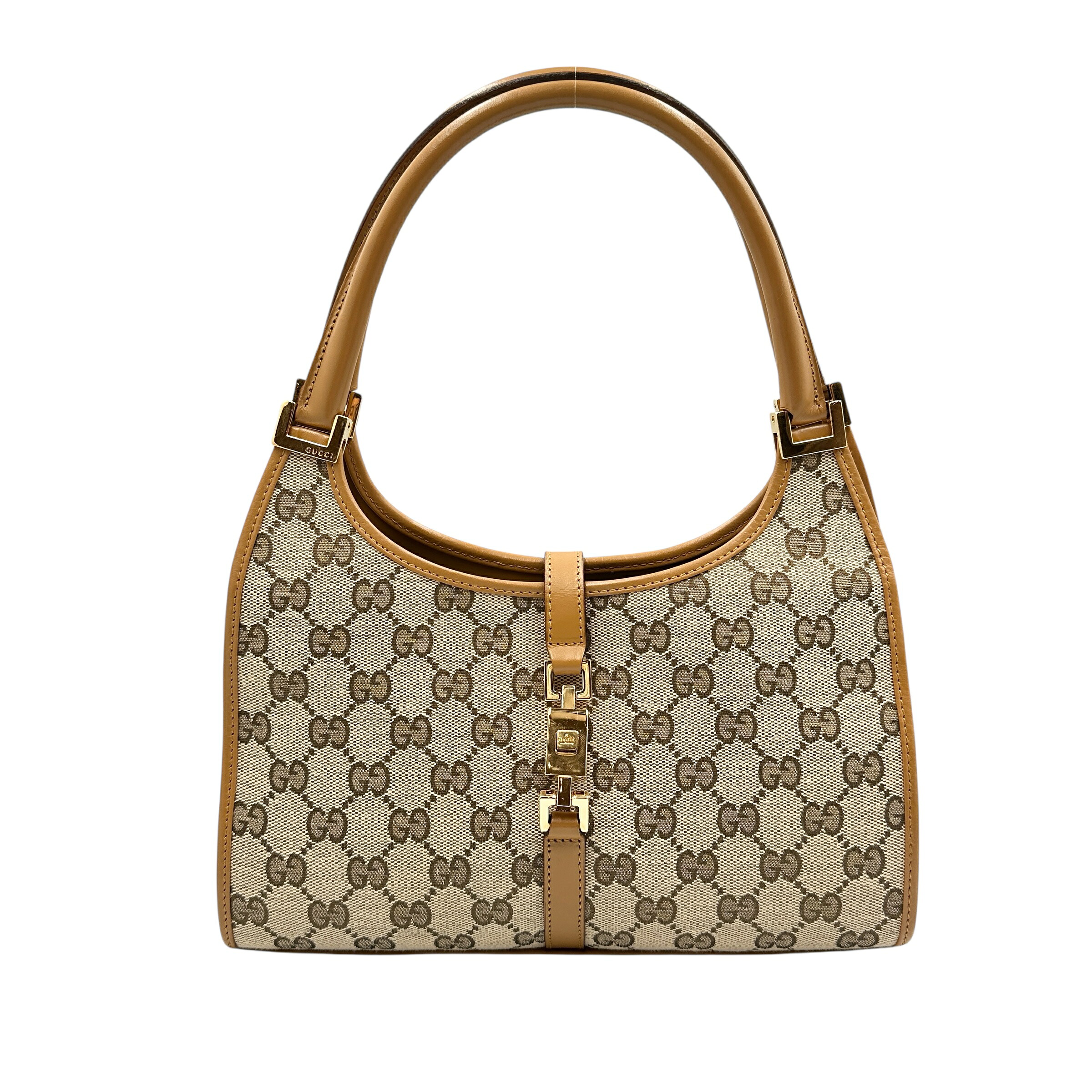 GUCCI グッチ GG柄 ジャッキー ハンドバッグ キャンバスレザー ベージュ 26803｜reanvintage