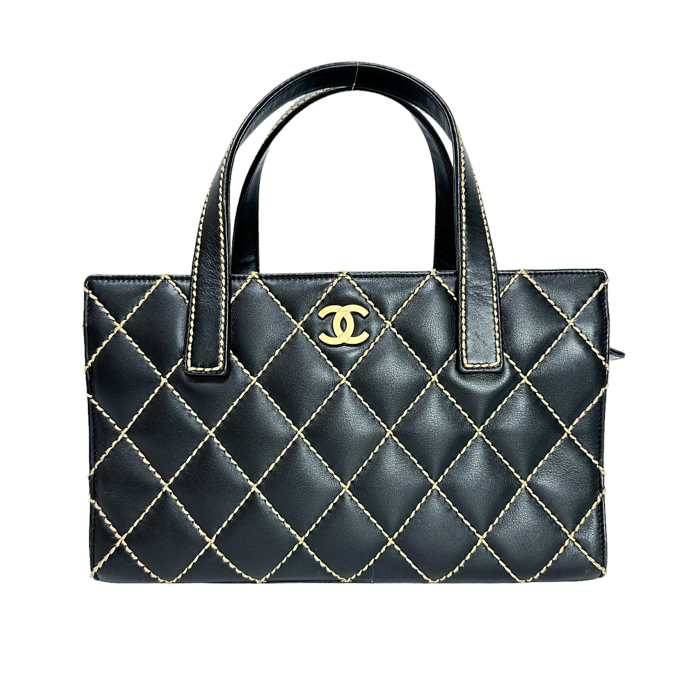 シャネル トートバッグ 黒　ワイルドステッチ カーフ ブラック ココマーク 楽天市場】CHANEL(シャネル) ワイルドステッチ トートバッグ 黒 カーフ