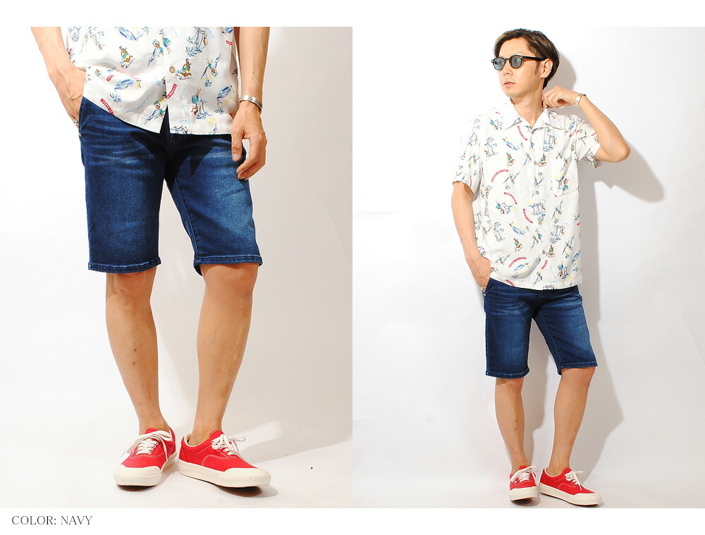 楽天市場 カットデニムショートパンツ デニムショーツ メンズショートパンツ ストレッチデニム 夏用 インディゴ 夏物 伸縮性 インディゴ 短パン Re Ap