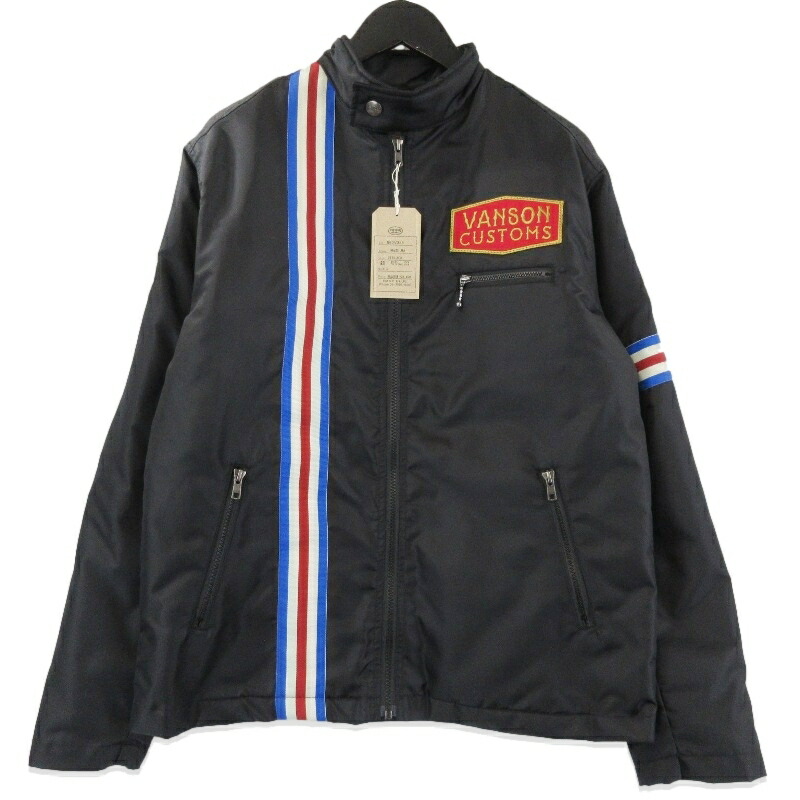 レーシングジャケット H&M レーシングジャケット ロゴプリント ワッペン ブラック US M