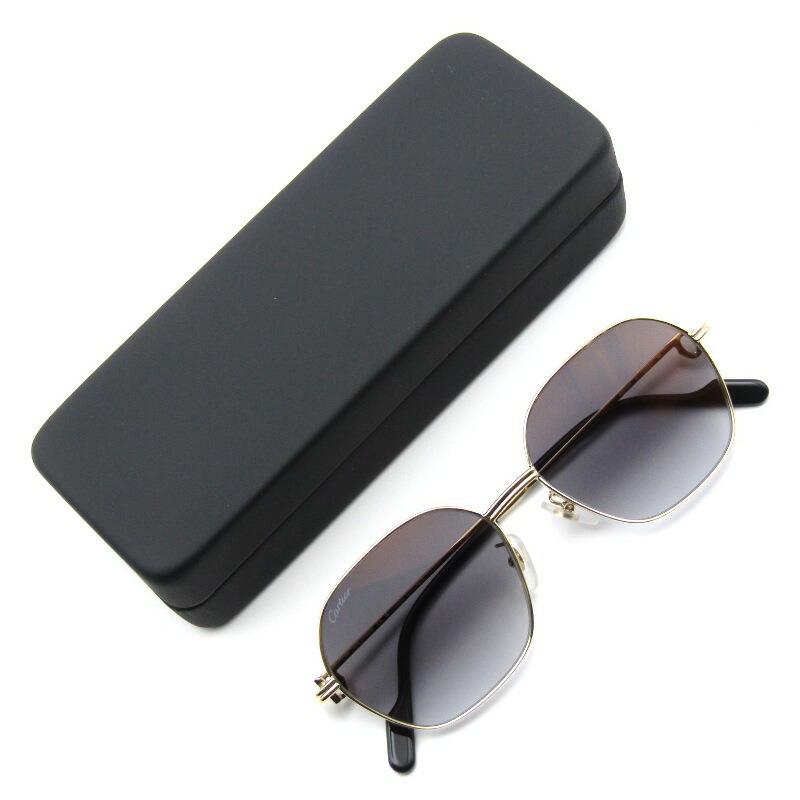 【中古】未使用 Cartier カルティエ サングラス CT0569SA フランス製 ヘキサゴン 六角形 ZEISS社レンズ 001ゴールドグレーグラディエント メタル メガネ 眼鏡 サングラス 65008727