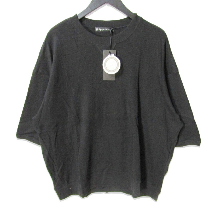 OPEN SESAME CLUB ドリアンニットカーディガン 半袖ポロニット 黒 OPEN SESAME CLUBDURIAN ポロニットトップス ウォッシャブル OPEN