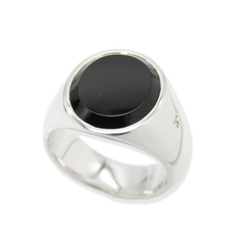 【中古】美品 TOM WOOD トムウッド リング Oval Polished Black Onyx Ring #56 オーバル ポリッシュオニキス シグネットリング 16号 SV925 ロジウムメッキ シルバー 28011164