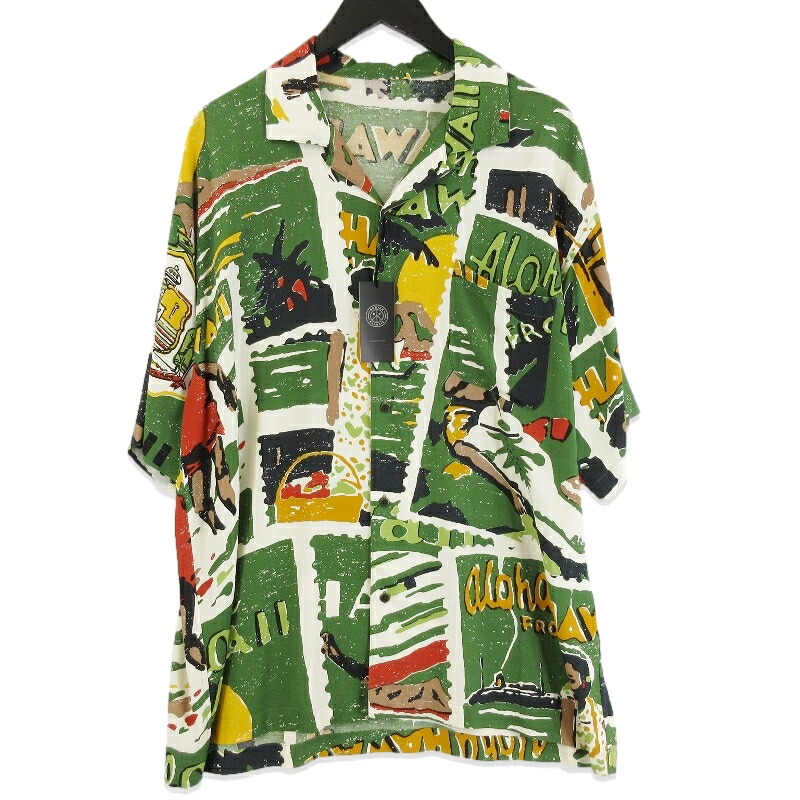 【中古】未使用 Porter Classic ポータークラシック 半袖シャツ アロハシャツ PC-024-3255 HAWAIIAN OUTDOOR ALOHA SHIRT グリーン M開襟 オープンカラー 日本製メンズ 71014279