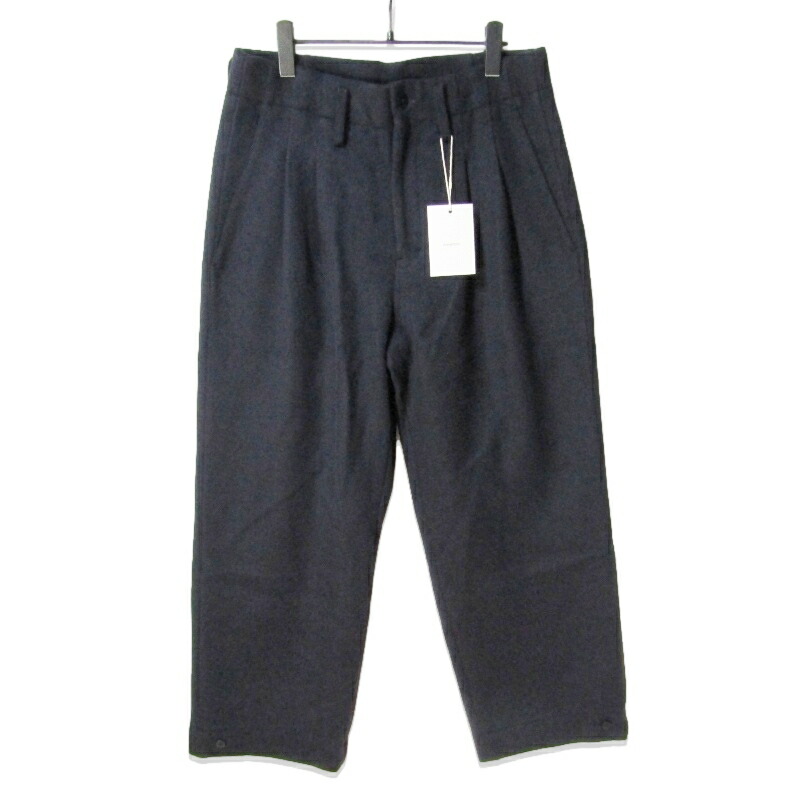 【中古】未使用 SandWaterr サンドウォーター スラックスパンツ SW-P0301 RESEARCHED TUCK SLACKS リサーチ ド ネイビー 1タックスラックス メルトンメンズ 27112013|CLASSIC