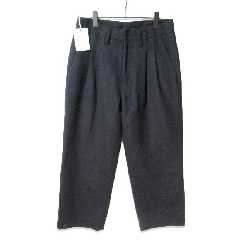 【中古】未使用 SandWaterr サンドウォーター スラックスパンツ SW-P0301 RESEARCHED TUCK SLACKS リサーチ ド ネイビー 2タックスラックス メルトンメンズ 27112014|CLASSIC