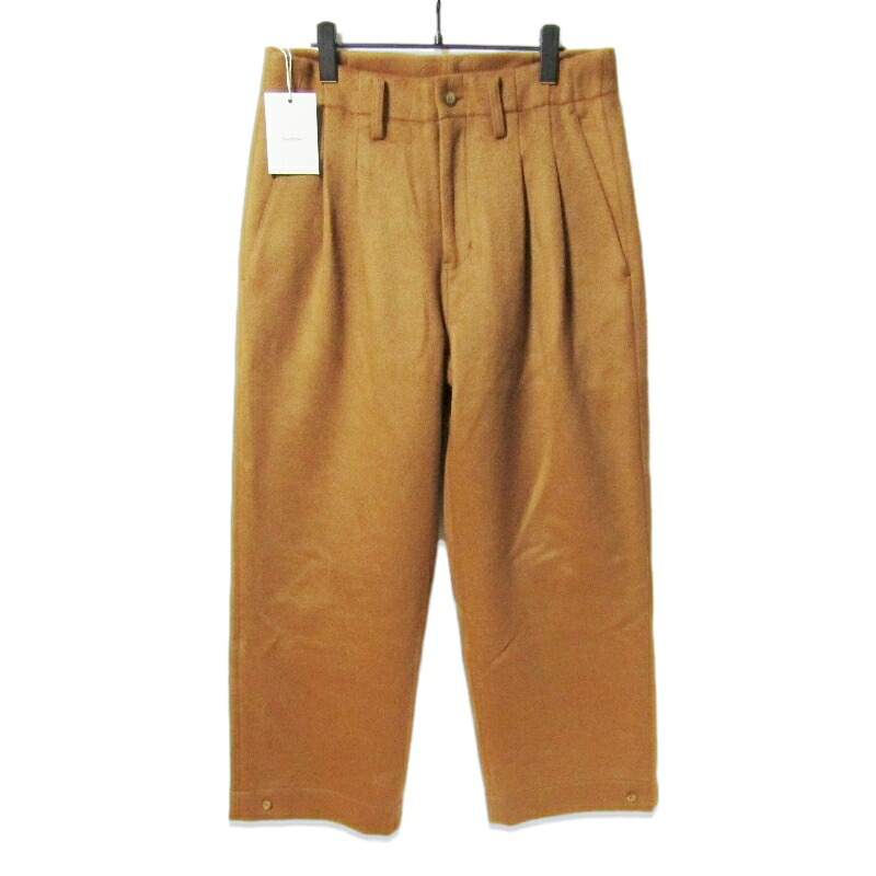 【中古】未使用 SandWaterr サンドウォーター スラックスパンツ SW-P0301 RESEARCHED TUCK SLACKS リサーチ ド ベージュ 1タックスラックス メルトンメンズ 27112016|CLASSIC