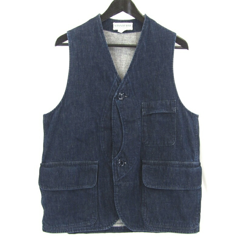 【中古】SASSAFRAS ササフラス ガーデン タフベスト SF-211754 デニム GARDEN TOUGH VEST インディゴ S メンズ 65009337
