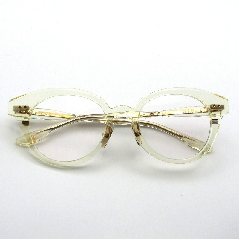 【中古】DITA ディータ メガネフレーム LINEUS-TWO DTX730-A-03 日本製 リネウス2 ウェリントン コンビ Vintage Clear/White Gold メガネ 眼鏡 サングラス 65009379