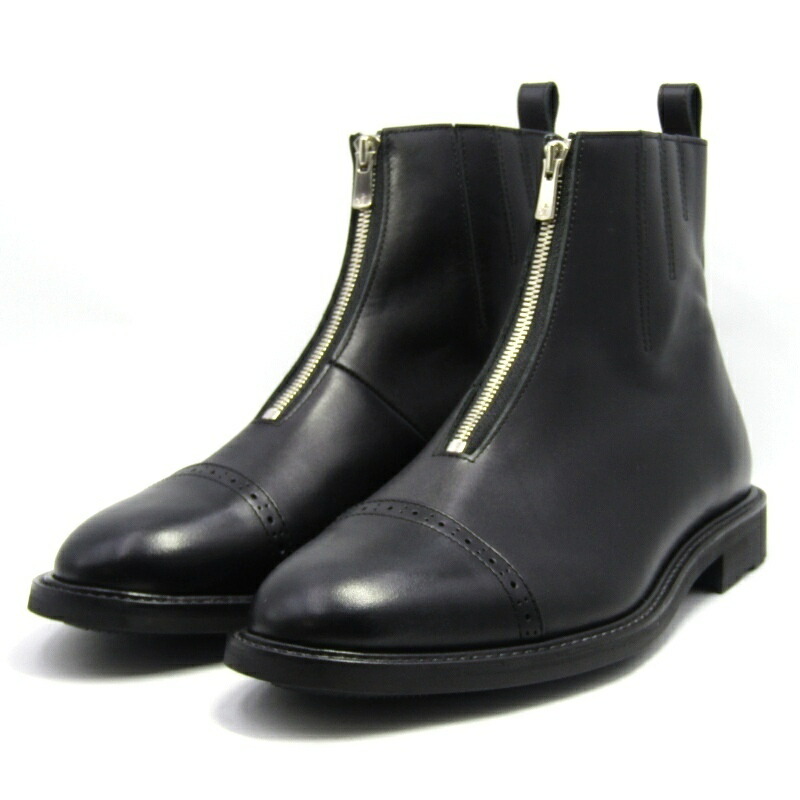 【中古】未使用 Hender Scheme エンダースキーマ 6 フロントファスナーブーツ vs-s-ffb Front Fastner Boots ブラック ステアレザー パンチドキャップトゥ エラスティック ブーツ 18001646