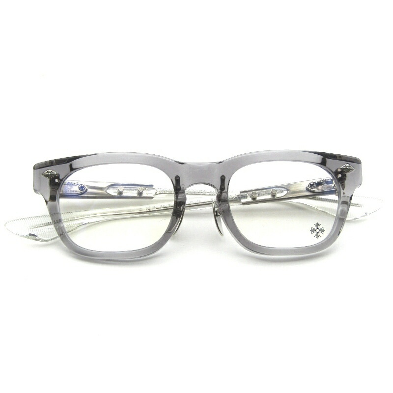 【中古】未当て嵌める CHROME HEARTS クロムハーツ 眼鏡ひな形 BAGGINS-A 日本製 バギンズ 真四角 GR-CRYS 薄墨色/クリスタルフレアニー SV925 眼鏡 メガネ 黒眼鏡 65009715