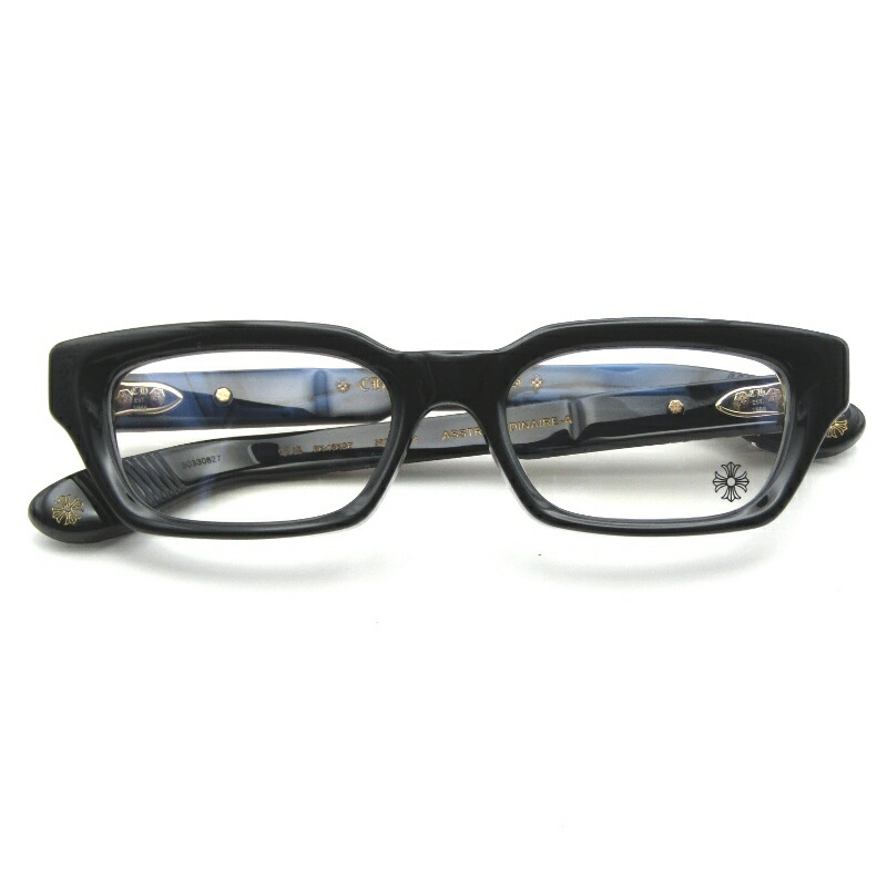 【中古】未当て嵌める CHROME HEARTS クロムハーツ 眼鏡ひな形 ASSTRAORDINAIRE A 日本製 BK-18KGP 黒いこと/ゴールドアストラオーディネール 真四角 SV925/18Kメッキ 眼鏡 メガネ 黒眼鏡 65009718