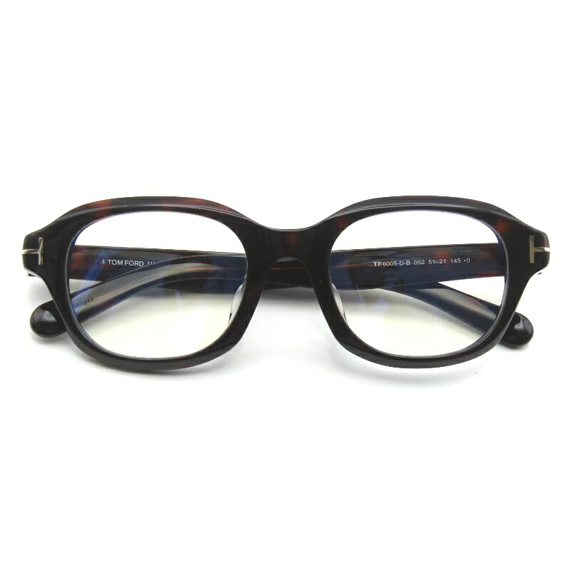 【中古】美品 TOM FORD トムフォード メガネフレーム TF6005-D-B イタリア製 スクエア 日本企画 052 ダークハバナ/ゴールドフルフィット アジアンフィット メガネ 眼鏡 サングラス 65009736