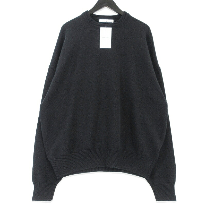 【中古】未使用 SOPHNET. ソフネット COTTON SILK EMBROIDERY KNIT SPNT-260071 ミドルゲージ クルーネック シルク混紡 ブラック 黒 4 ニット メンズ 99000367