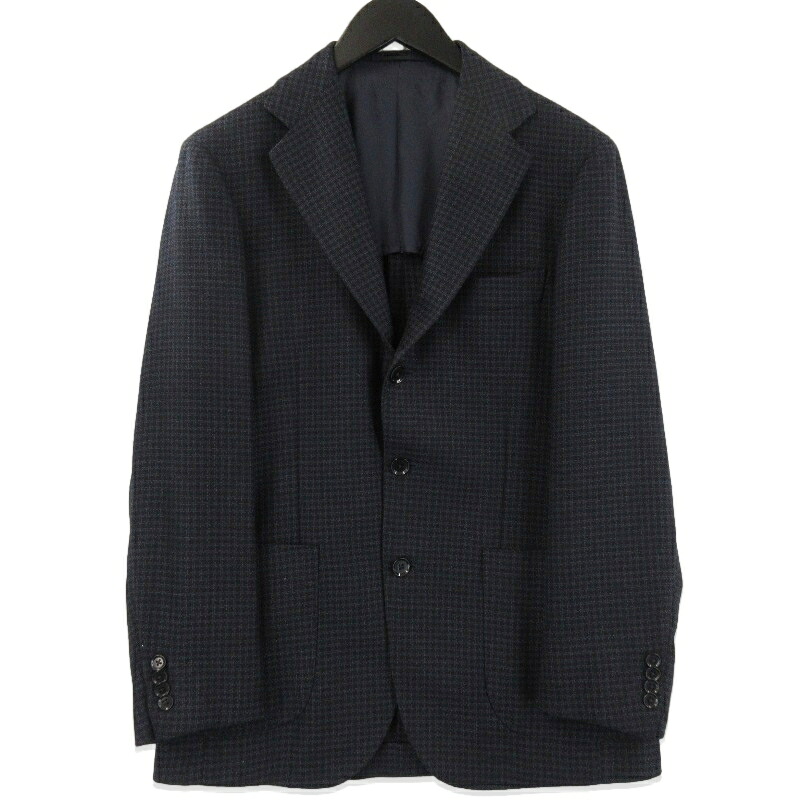 【中古】RING JACKET リングヂャケット テーラードジャケット RT052F15X チェック ウール 背抜き 日本製 ネイビー ブラック 44メンズ 71014969