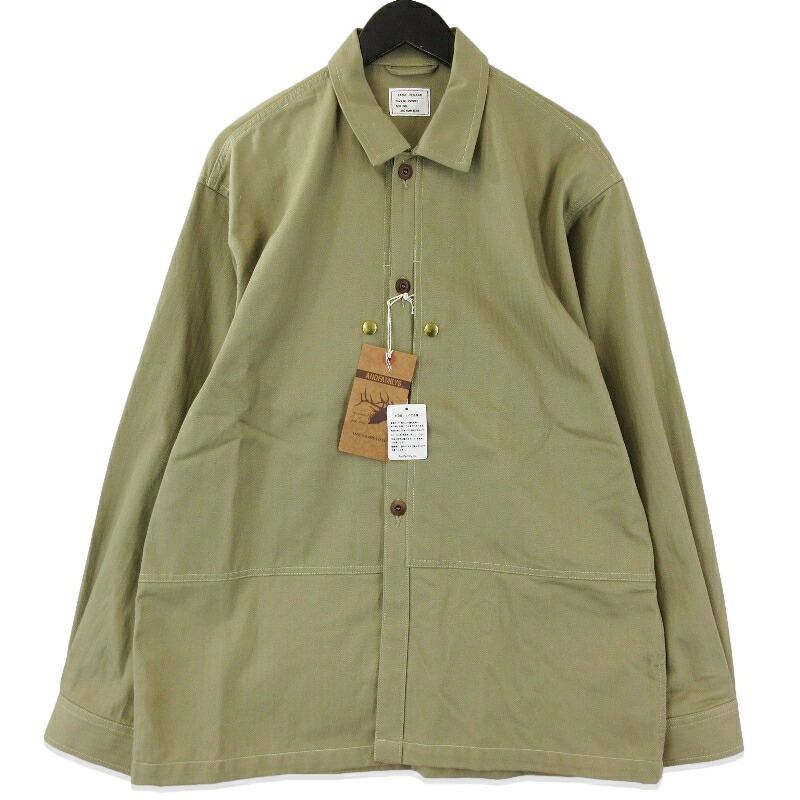 【中古】未使用 ANDFAMILY アンドファミリー HERRINGBONE MIL JACKET JK-2506812 ミリタリージャケット ヘリンボーン 日本製 カーキ Lメンズ 71015045