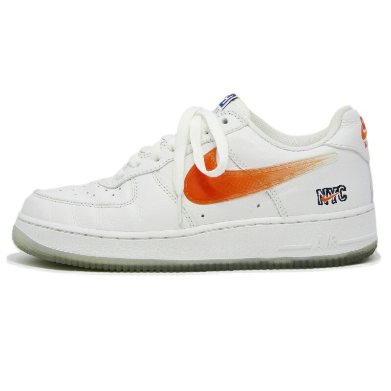 【中古】NIKE × KITH NYC ナイキ 25cm AIR FORCE 1 LOW CZ7928-100 2020年製 エアフォース1 ローカット キス ホワイト 白 ニューヨークニックス コラボ WHITE/RUSH BLUE BRILLIANT ORANGE スニーカー 18001705