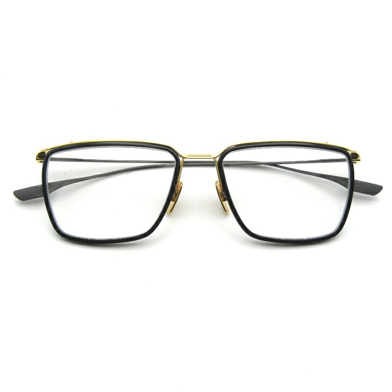 【中古】未当て嵌める DITA ディータ 眼鏡ひな形 SCHEMA ONE DTX106-53-04 日本製 ひと通り一 YELLOW GOLD/BLACK/BLACK IRONウェリントン 二人組 カラーナイロール 金属元素 眼鏡 メガネ 黒眼鏡 65009823