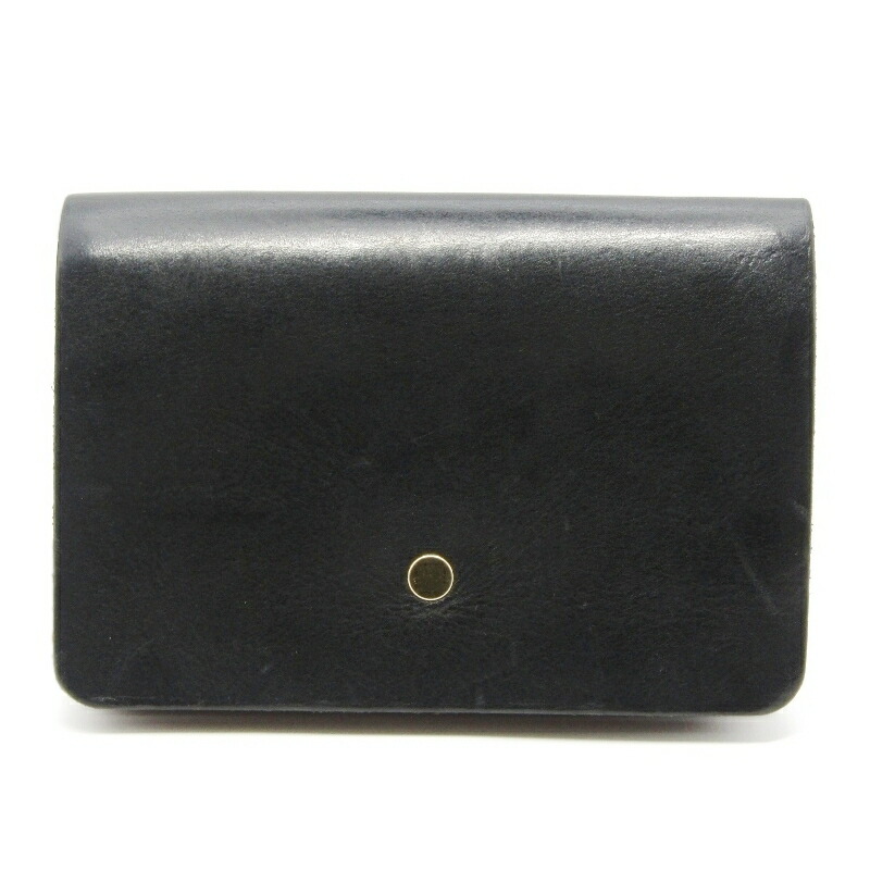 【中古】forme フォルメ ミニ財布 flp-21 リスシオ テンペスティ社 Hand Wallet Liscio ブラック 黒 レザー 61004808
