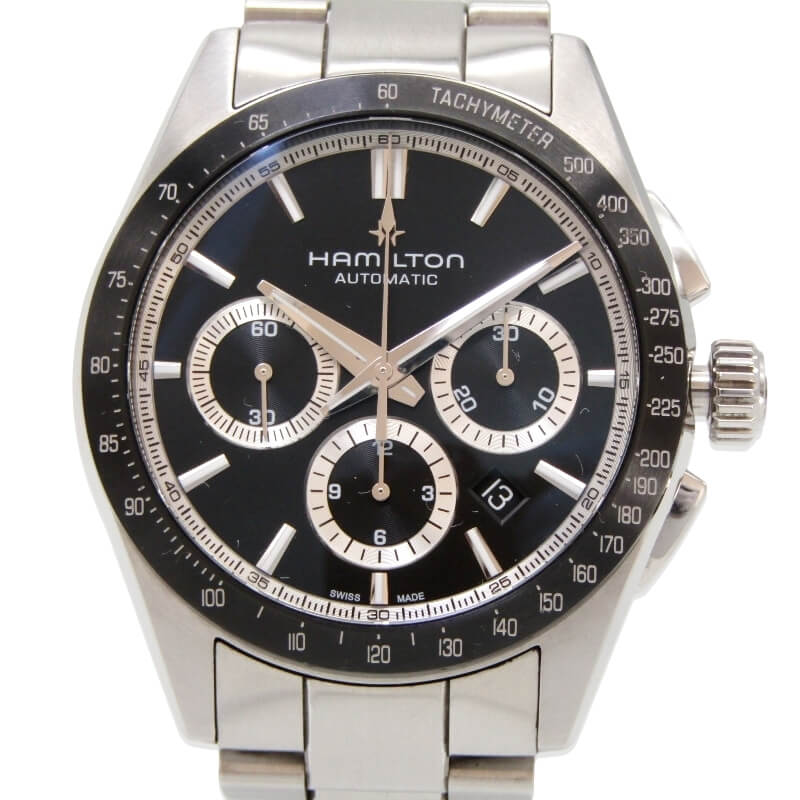 【中古】HAMILTON ハミルトン ジャズマスター パフォーマー オートクロノ H36606130 自動巻き Performer Auto Chrono 42mm ブラック 黒 H366060 H-31 クロノグラフ SS メンズ 腕時計 28011983