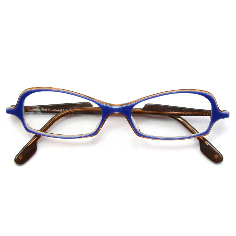 【中古】未使用 ANNE ET VALENTIN アンバレンタイン メガネフレーム ICONE フランス製 アイコン 0250 ブルー/クリアオレンジスクエア/オーバル メガネ 眼鏡 サングラス 61004835
