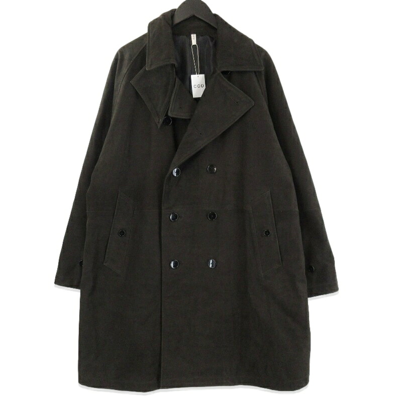 【中古】未当て嵌める CCU シーシーユー DOUBLE BREASTED HALF COAT SH-60-C-NUBACK-3 ダブル乳ぶさ 二分の一厚地の外套 うす暗い赤銅色 1パキスタンカウレザー ヌバック 牛皮メンズ 71015135