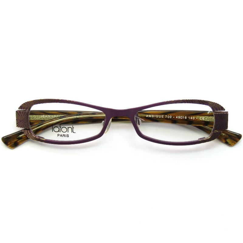 【中古】未当て嵌める Lafont ラフォン 眼鏡ひな形 AMBIGUE フランス共和国製 アンビギュー 真四角 二人組 火工品柄 700 パープル/ゴールド金属元素 眼鏡 メガネ 黒眼鏡 61004868