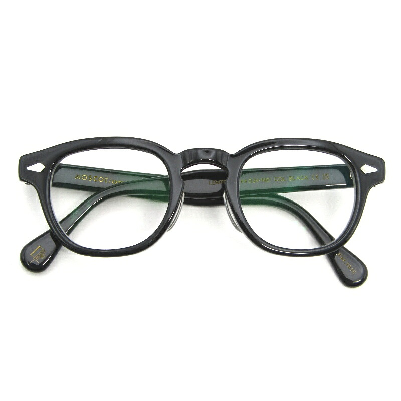 【中古】美品 MOSCOT モスコット 眼鏡ひな形 LEMTOSH 44 度入り口・入口 中国製 レムトッシュ ボスリントン 豆の町/ウェリントン BLACK 眼鏡 メガネ 黒眼鏡 65009896