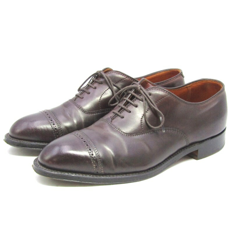 【中古】Alden オールデン US7.5D 25.5cm パンチドキャップトゥ 9015 シェルコードバン ハンプトンラスト 内羽根 短靴 #8 バーガンディ レザーソール バルモラル ビジネスシューズ シューズ 35005322