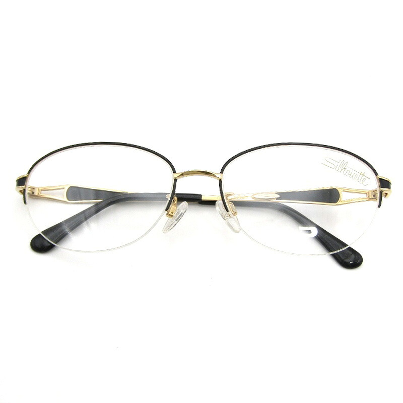 【中古】未当て嵌める Silhouette 影ぼうし 眼鏡ひな形 M6780/2 日本製 豆の町 二分の一リム ナイロール V8059 黒いこと/ゴールド金属元素 眼鏡 メガネ 黒眼鏡 54000470