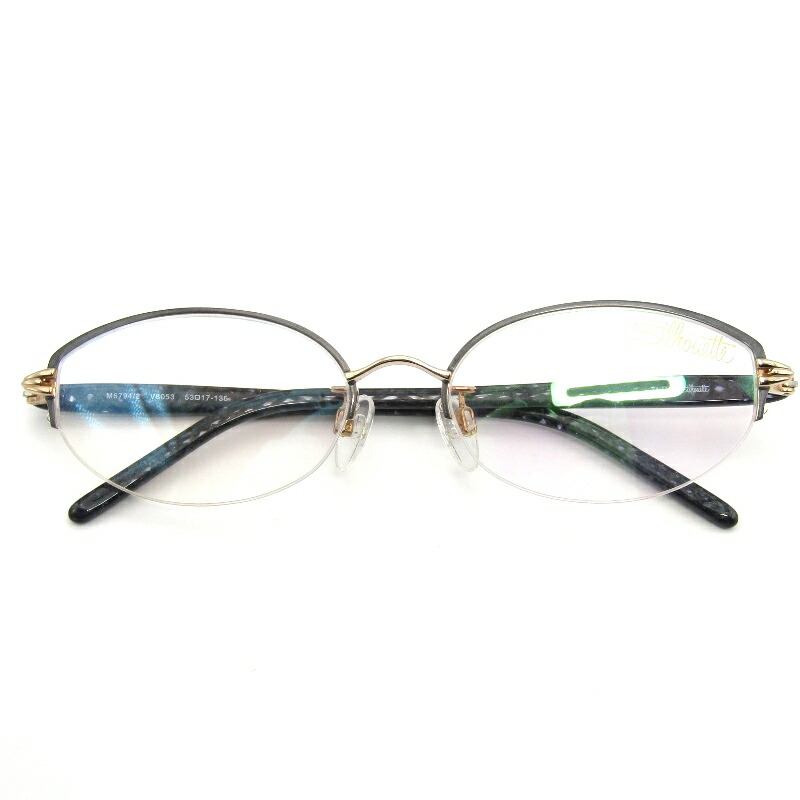 【中古】未当て嵌める Silhouette 影ぼうし 眼鏡ひな形 M6794/2 日本製 バレルシェイプ 二人組 二分の一リム V8053 薄墨色/ゴールドナイロール 金属元素 眼鏡 メガネ 黒眼鏡 54000483