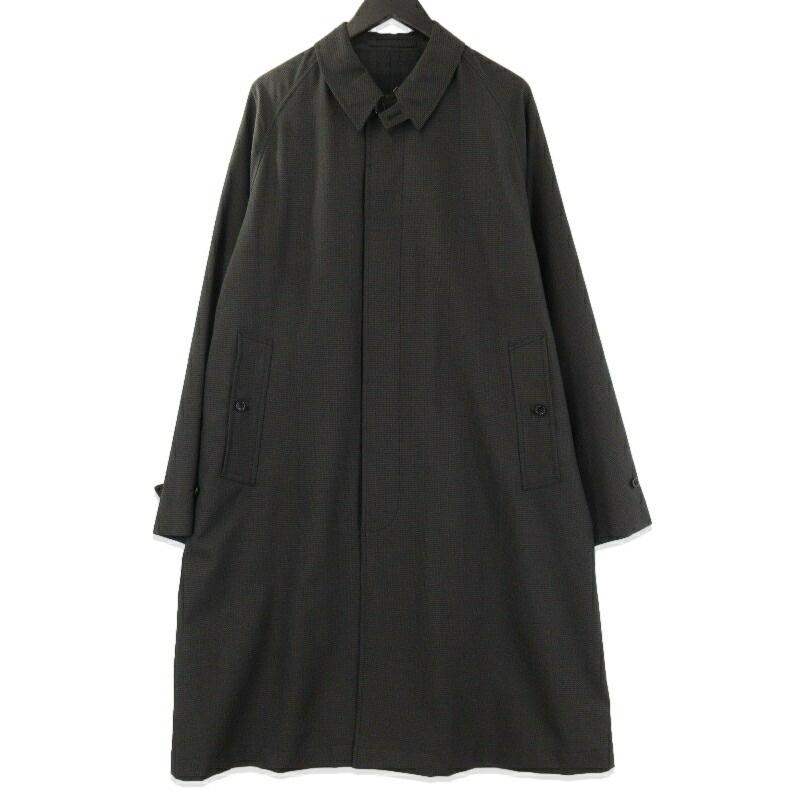 【中古】BEAMS PLUS ビームスプラス ウール バルカラーコート 11-19-1146-803 バルマカーンコート ダークブラウン Lステンカラーコート ハウンドトゥース ロングコートメンズ 71015182