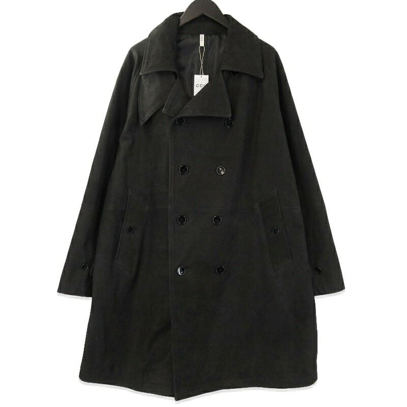 【中古】未使用 CCU シーシーユー DOUBLE BREASTED HALF COAT SH-60-C-NUBCK-3 ダブルブレステッドコート COW NUBUCK ブラック 黒 2ロングコート メンズ 71015183｜ＣＬＡＳＳＩＣ