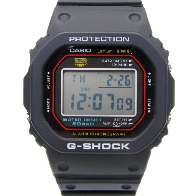 【中古】CASIO G-SHOCK Gショック DW-5000R-1AJF ORIGIN 3576 初代復刻モデル スクリューバック デジタル スクエア 日本製 ブラック 黒 カシオ 腕時計 28012029