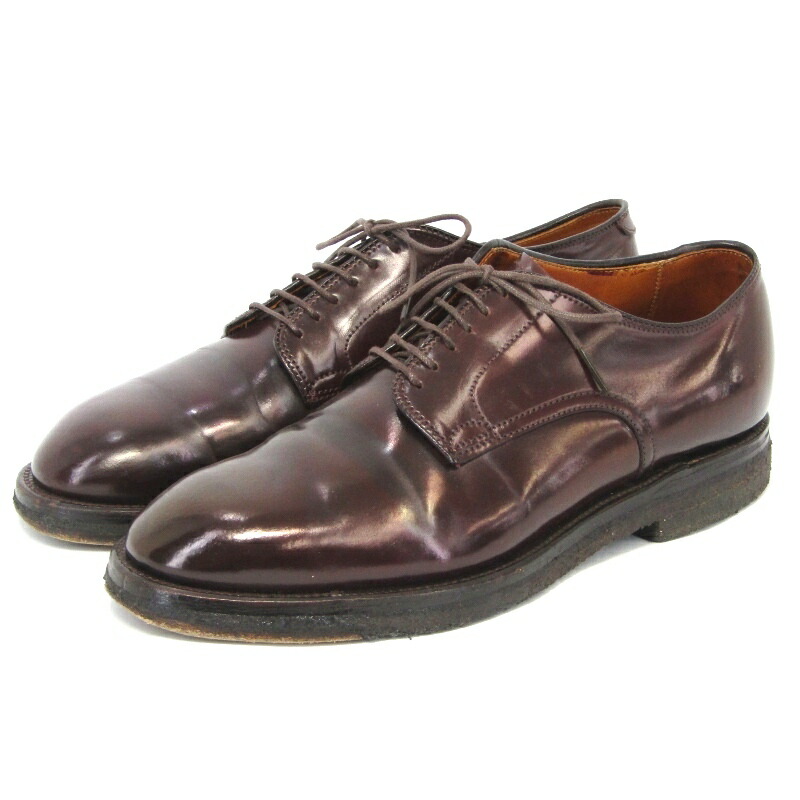 【中古】Alden × WINE LABEL for SHIPS オールデン US7.5D 25.5cm プレーントゥ 53438 シェルコードバン 外羽根 #8 短靴 バーガンディ クレープソール モディファイドラスト シップス ワインレーベル シューズ 35005333