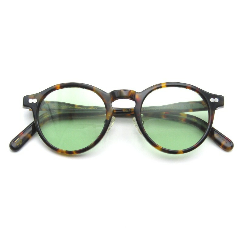 【中古】美品 MOSCOT モスコット 黒眼鏡 MILTZEN MP 46 中国製 ミルゼン ミルツェン メタルアームパッド TORTOISEライトグリーン 眼鏡 メガネ 黒眼鏡 65009957 バッグ・小物・ブランド雑貨-眼鏡・サングラス-サングラス