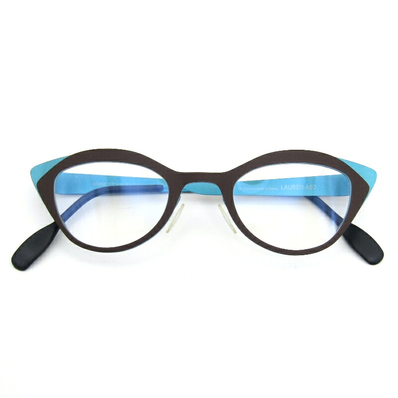 【中古】未使用 ANNE ET VALENTIN アンバレンタイン メガネフレーム LAUREN フランス製 ローレン A60 ブラウン/ライトブルーフォックス シートメタル メタル メガネ 眼鏡 サングラス 54000506｜ＣＬＡＳＳＩＣ