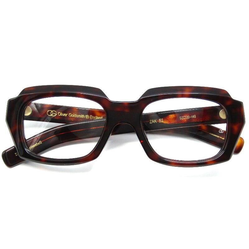 【中古】未使用 OLIVER GOLDSMITH オリバーゴールドスミス メガネフレーム ZAK 52 日本製 ザック Dark Tortoiseshellウェリントン/スクエア メガネ 眼鏡 サングラス 61004952