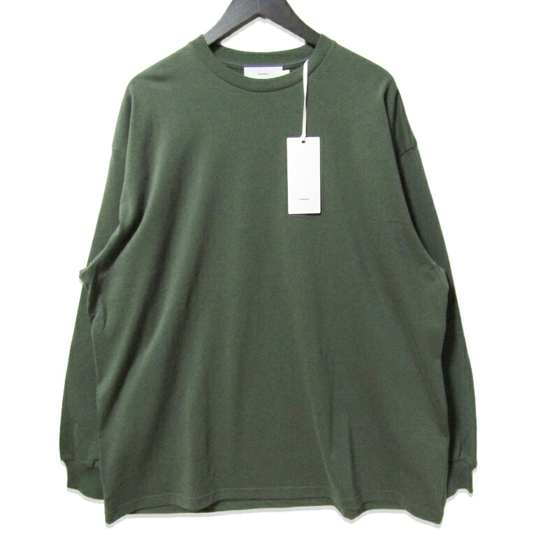 【中古】未使用 Graphpaper グラフペーパー Tri Spun Cotton L/S Oversized Tee GM253-70305 長袖Tシャツ 無地 グリーン 2メンズ 27113027