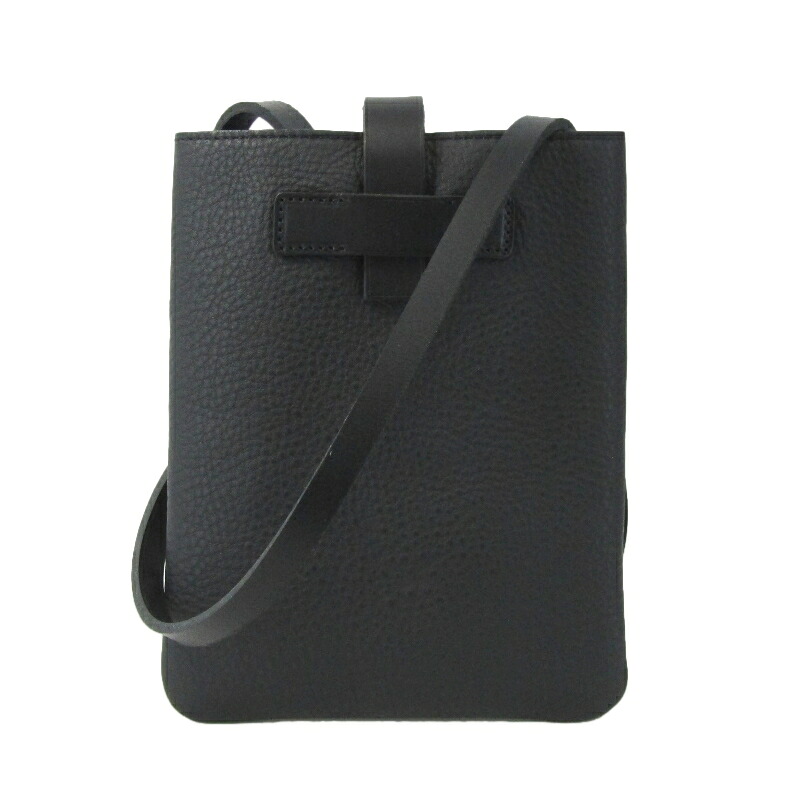 【中古】未使用 Flathority フラソリティ デュアルミニショルダーバッグ コインブラ レザー Dual mini shoulder Bag ブラック/ブルー FD-102 内装ピッグスエード バッグ 鞄 61004987